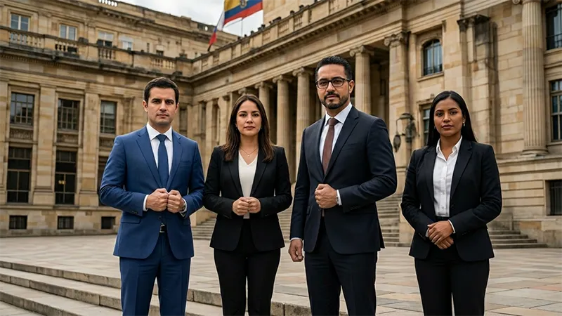 Funcionarios frente al Congreso de Colombia